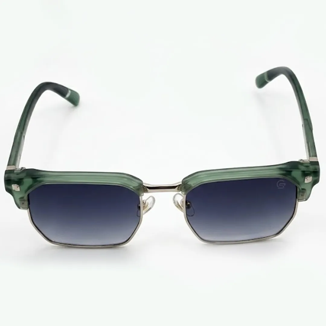 Front View (33) Stylish Green Rectangular Sunglasses - Image 1