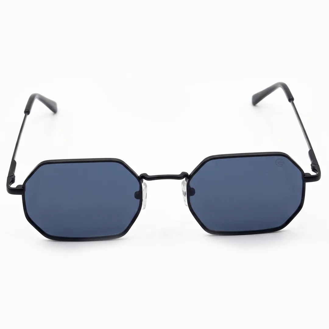 Front View (50) Modern Black Geometric Sunglasses - Image 1
